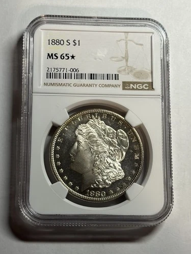 1880 S MORGAN DOLLAR NGC MS65* STAR NICE DMPL OBVERSE GREAT MIRRORS