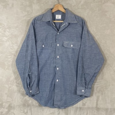 Vintage 70s Big Mac Chambray Denim Work Shirt Mens Medium Selvedge MINT COND.