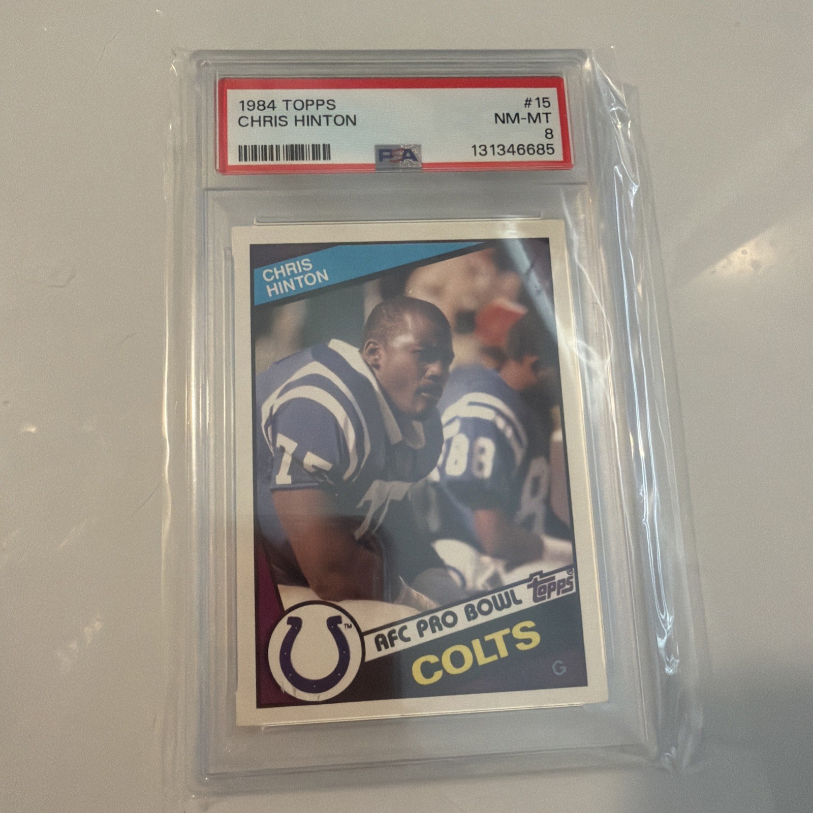 1984 Topps Football #15 Chris Hinton PSA 8 NM-MT  RC Rookie