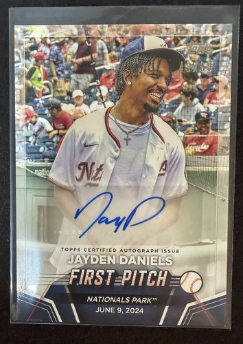 Jayden Daniels #FPA-JAYD 2024 Topps Update First Pitch Autograph card