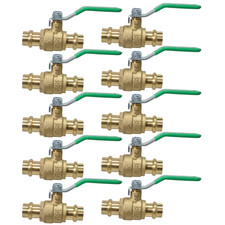 10 Pack XFITTING 1/2" Press Ball Valve, Lead Free Brass, Full Port, ProPress