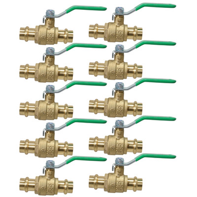 10 Pack XFITTING 1/2'' Press Ball Valve, Lead Free Brass, Full Port, ProPress