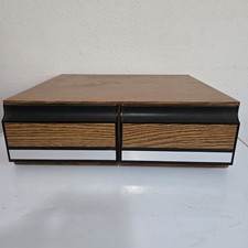 VHS 24 Tape Holder Faux Wood Grain 2 Drawer Cabinet Storage Case Wal-mart VTG GC