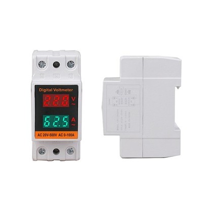 AC 20-500V 100A Din Rail Single-phase Digital Voltage LCD Voltage Current Meter