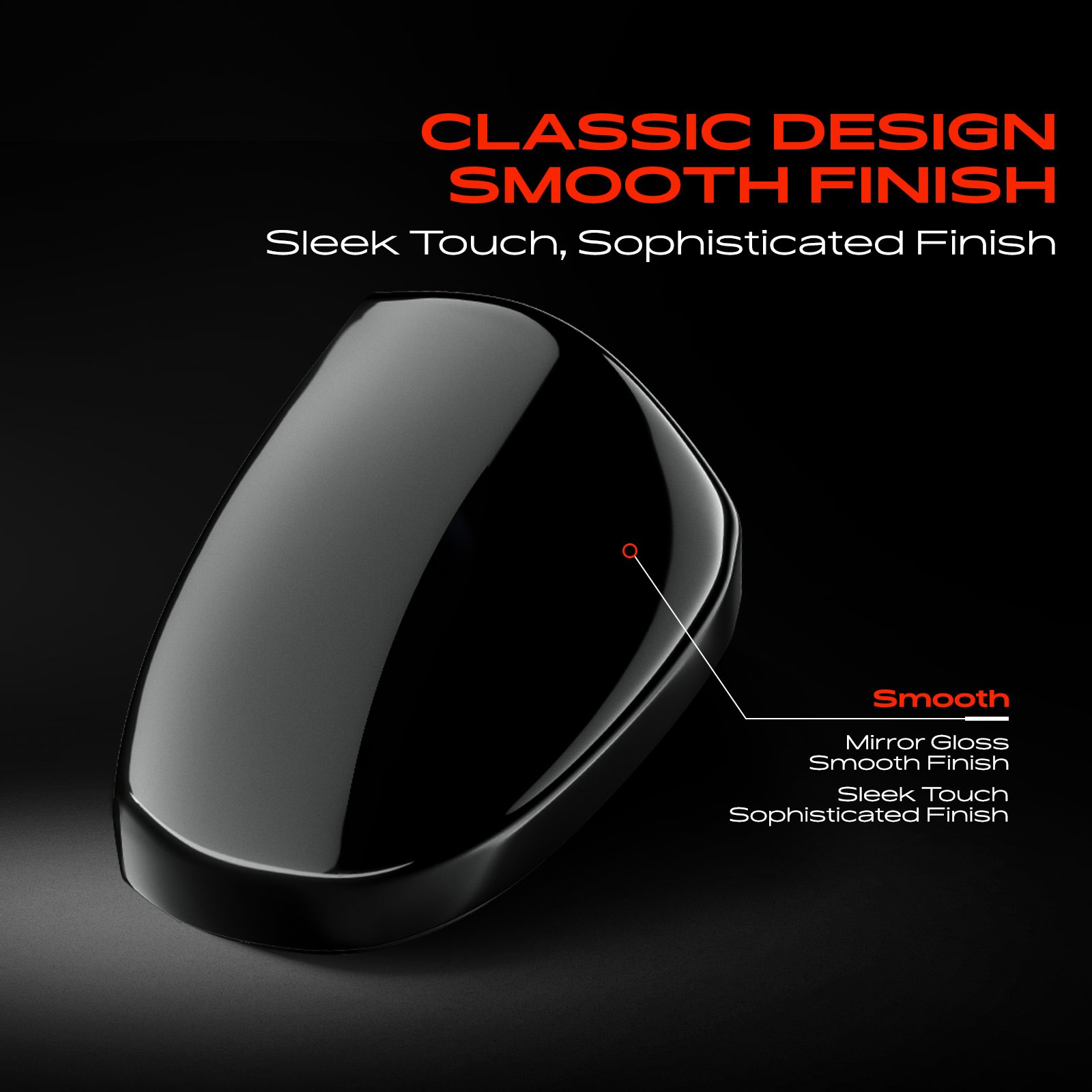 Passenger Right Side Mirror Cover Cap Smooth Black for Hyundai Sonata 2020-2022