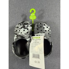Crocs Classic Camouflage Clog T Toddler Size C4 Grey Black Camo 211880-0DD