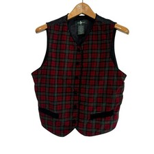 Vintage 90s plaid velvet Hunt Club vest size 12/L tartan Holiday preppy