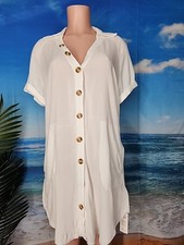 NWT Cupshe Women's White Cover up Dress Size Small Button Up