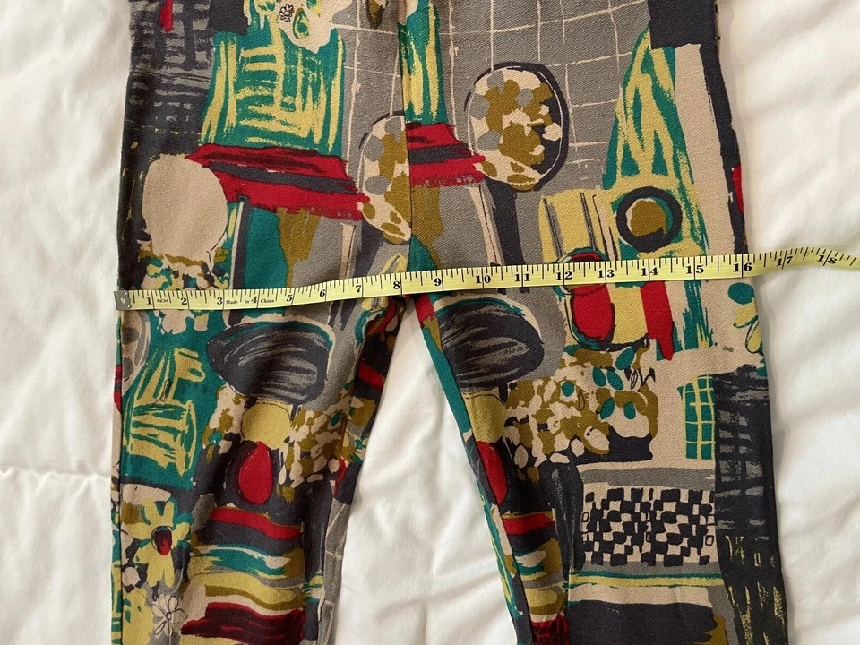 Leggings Mori Kei Patchwork Vintage Multicolor Arte Abstracto Colorido Patrón Foto 2 de 4
