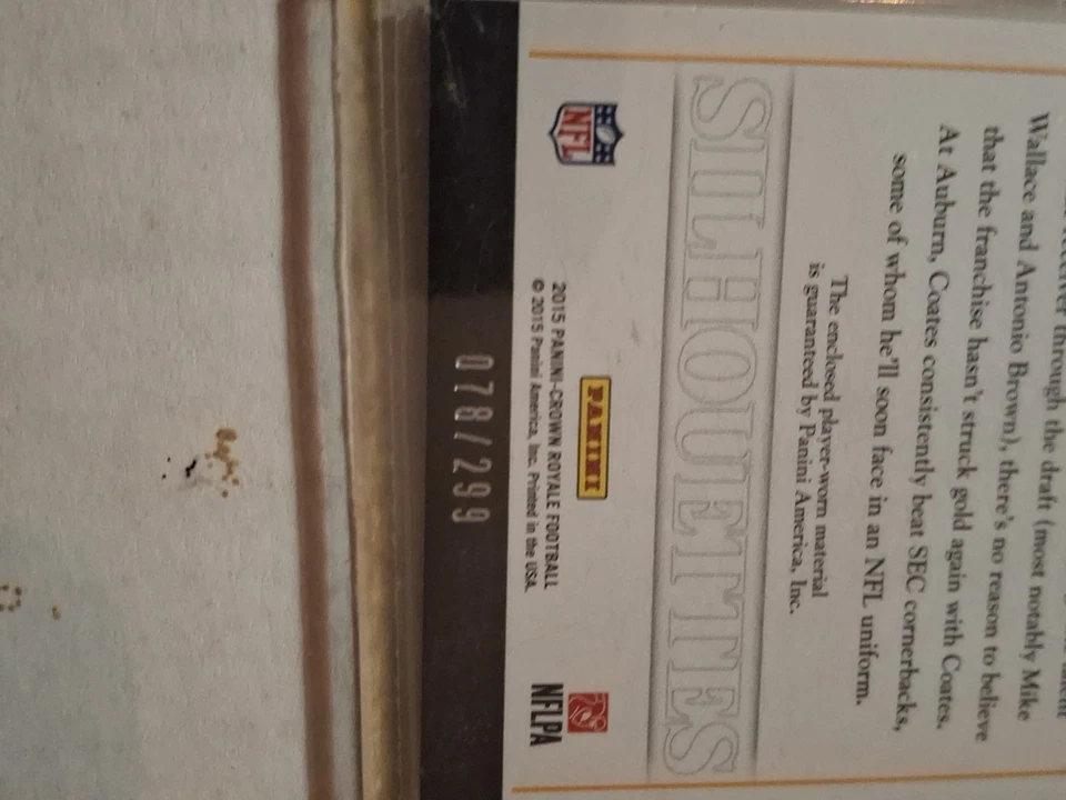 2015 Panini Crown Royal SAMMIE COATES Jersey PATCH #78/299  PITTSBURGH STEELERS - Image 3 of 3