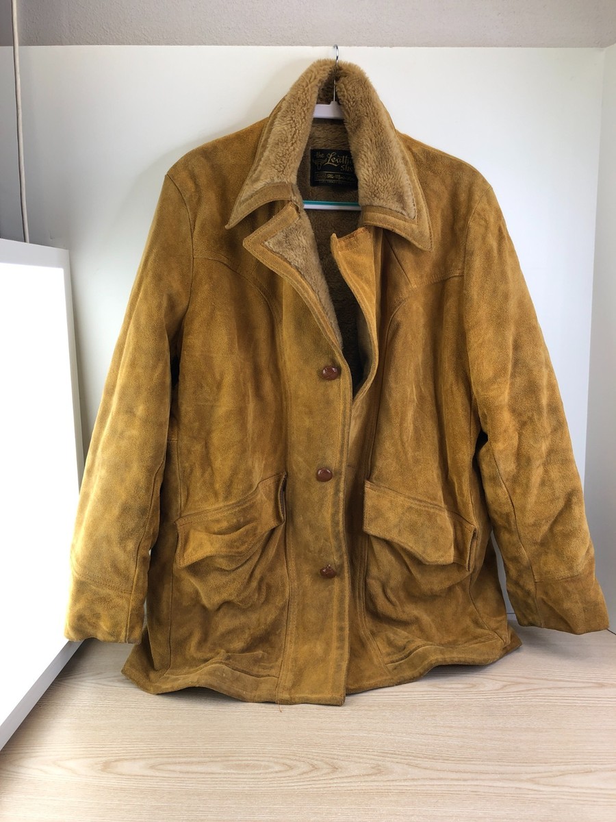 ジャケット・アウター 70s vintage Sears Leather boa Jacket Y2K Vintage SEARS The Leather Shop BOMBER Jacket 42 brown M Pilot