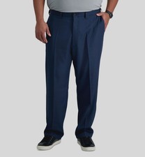 Haggar Men's Blue Classic-Fit Cool 18  PRO Big  Tall Dress Pants Size 48W 30L