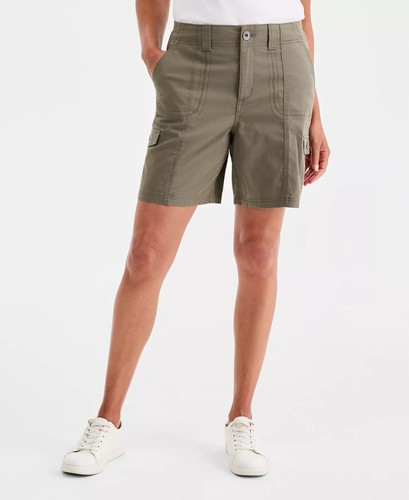 Olive Damen-Cargoshorts Frühling Stil & Co mittelhohe bequeme Taille Größe 2 - Bild 1 von 3