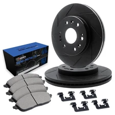 For Nissan Frontier 05-23 R1 Concepts Slotted Front Brake Kit w Semi-Met Pads
