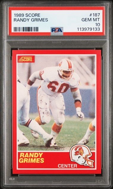 1989 Score #187 Randy Grimes Rookie Card PSA GEM MT 10 RARE Pop 47 Buccaneers