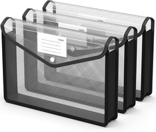 3 Pack Plastic Expanding File Folders, A4 Size Folders for Documents