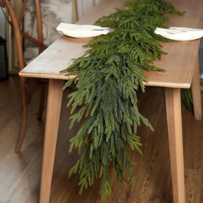 Christmas Norfolk Pine Garland Artificial Real Touch Greenery Garland for Mantle