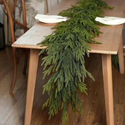 #ad Christmas Norfolk Pine Garland Artificial Real Touch Greenery Garland for Mantle $42.74
