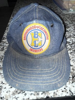 Vintage Brotherhood of Locomotive Engineers BLE Denim Snapback Railroad Hat Cap