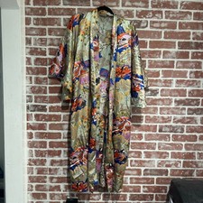 Ichiban Vintage Japanese Printed Open Front Kimono One Size EUC
