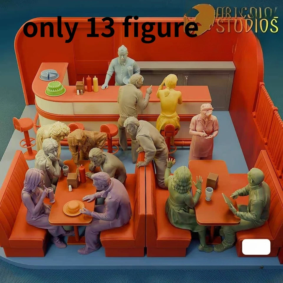 American Diner 50er Jahre 13 Figuren Resin Modellbausatz im Maßstab 1:35