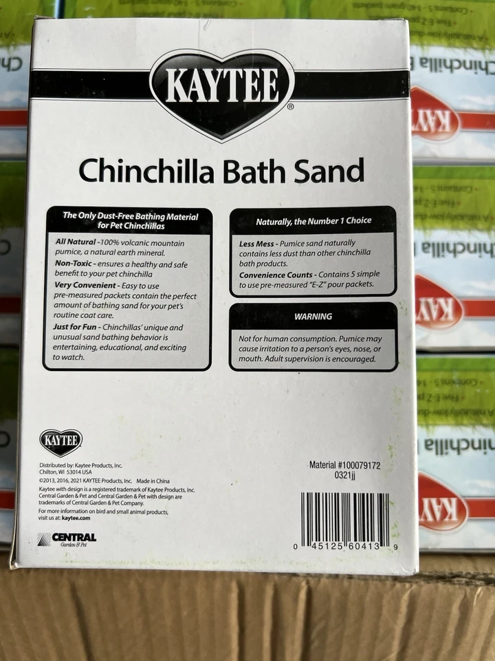 Kaytee Chinchilla沐浴砂。 全箱,12 5 包 — 第 4/4 张图片