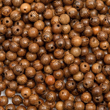 Kzyzpi 1000pcs Wooden Beads 6mm Dark Brown Round Wood Beads Natural Striped L...