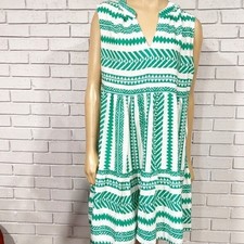 Cupshe Green White Geometric Tribal Print Sleeveless Tiered Babydoll Dress | XL