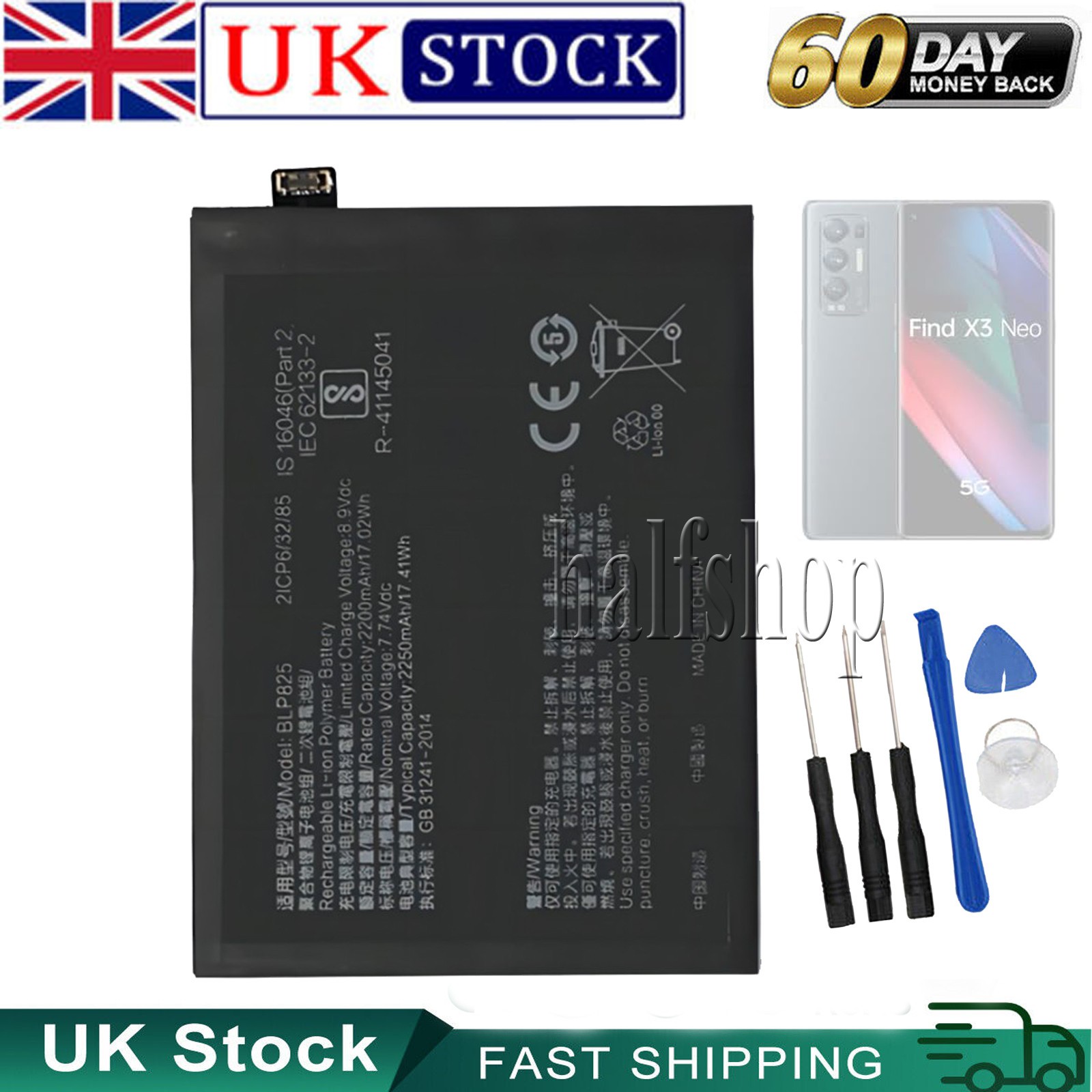 BLP825 Battery for Oppo Reno 6 Pro 5G/Find X3 Neo 5G,  CPH2207