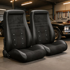 Lowback Racing Bucket Seats 2 Sliders Universal Pvc Suede Obs Seat For Dodge