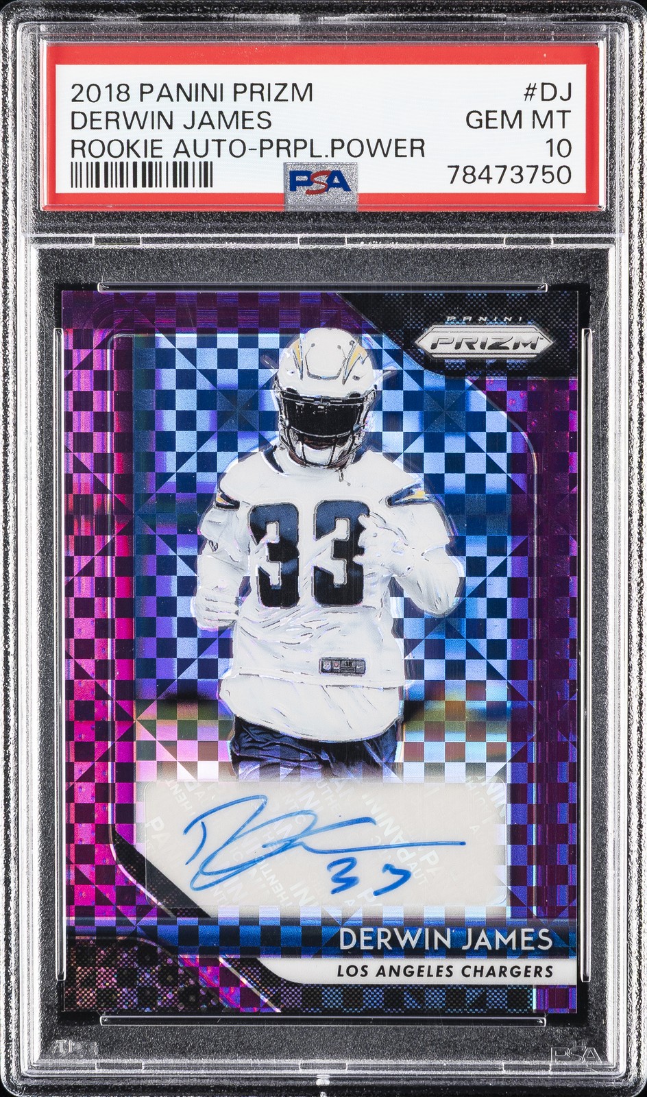 Derwin James Panini Prizm Rookie Autographs #DJ Purple Power