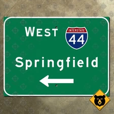 Missouri Interstate 44 west Springfield freeway highway road sign 20x15