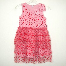JoJo Siwa Tutu Dress Pink Red Heart Print Tiered Tulle Girls Size 10/12