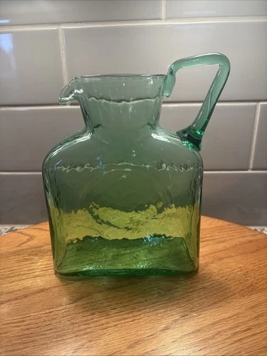 HTF Vintage Blenko RARE #384H Applied Handle Glass Pitcher 1947-1950 MCM