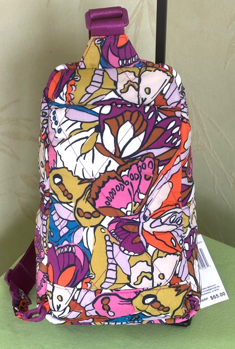 VERA BRADLEY LORMAN SLING BACKPACK:NWT FLUTTER BUTTERFLIES  display picture 2
