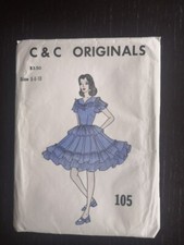 VINTAGE UNGESCHNITTEN C&C ORIGINAL 105 GRÖSSE 6+8+10 QUADRATISCHES TANZKLEID-KOSTÜM NÄHMUSTER