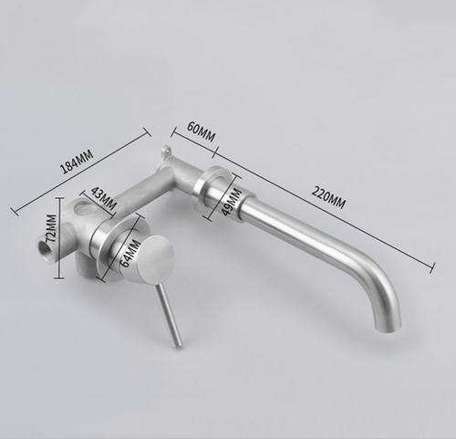 2 PCS Brushed Nickel Bathroom One Handle wall Mounted Sink Tap Basin Faucet - Picture 7 of 8