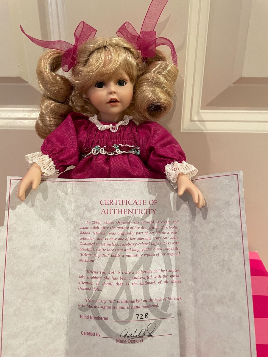 Marie Osmond Helena Tiny Tot Porcelain Doll w/Certificate #728 9