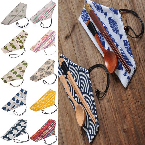 Reusable Drawstring Cutlery Pouch Travel Camping Picnic Tableware Spoon Fork Bag - Picture 3 of 52