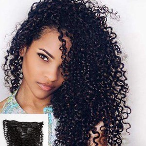 Black Kinky Curly 100 Remy Human Hair Clip In Human Hair
