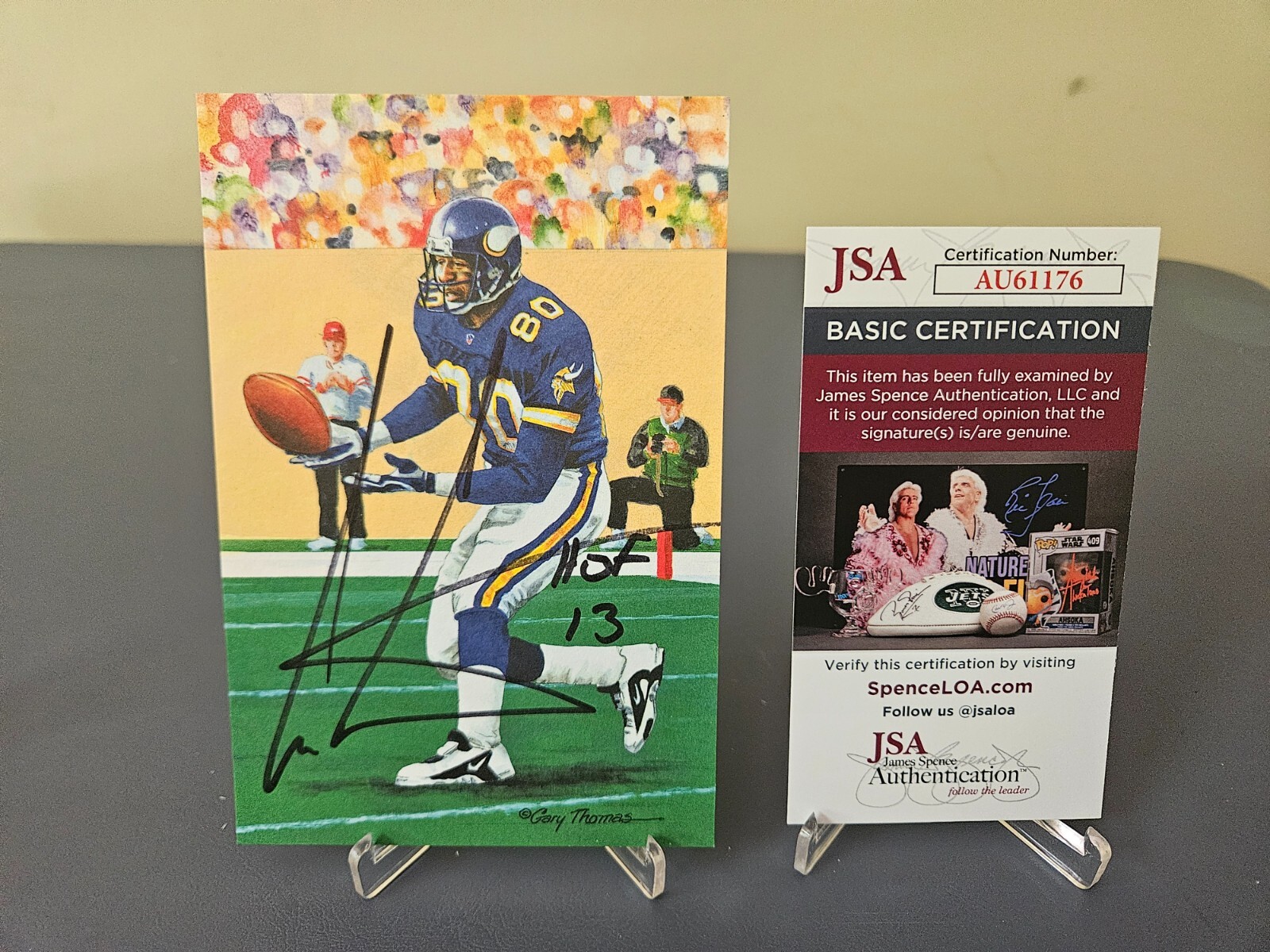 CRIS CARTER "HOF 13" Signed 2013 HOF Goal Line Art Card GLAC - #/5,000 - JSA COA 