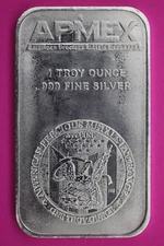 Apmex Rare Vintage Art Bar American Precious Metals 1 OZ  .999 Fine Silver 09C