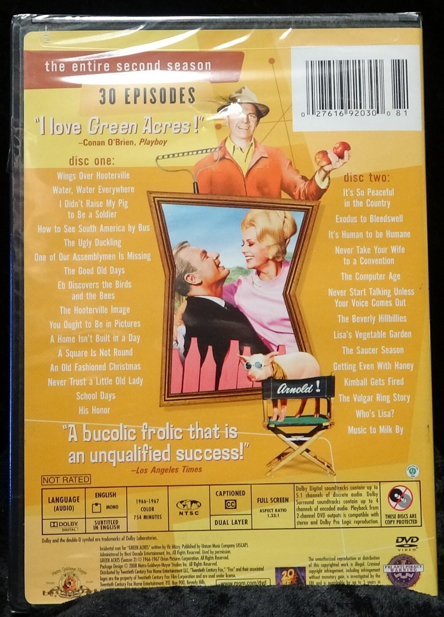 Green Acres Complete Second Season DVD 2 Disc 30 Episodes Eddie