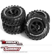 90mm x 38mm Rubber Tire  Rim Set For 1/16 RC TRAXXAS MINI E-REVO SUMMIT SLASH