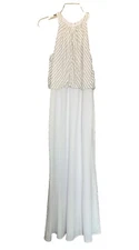 laundry by shelli segal Beaded Withe Long dress Sz 6 Sleeveless