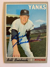 BILL BURBACH 1970 TOPPS SIGNED AUTOGRAPHED CARD #167 YANKEES