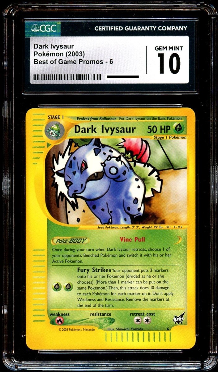 CGC 10 GEM MINT Dark Ivysaur # 6 Best of Game PROMO Pokemon Card