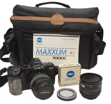 Minolta Maxxum 7000i AF w/ 2 Lens Lens Case  Accessories Untested