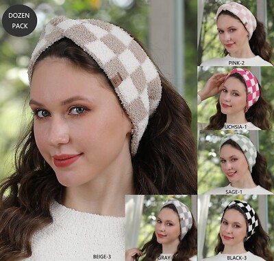 ComfyLuxe Checkered Pattern Twist Knot Headbands
