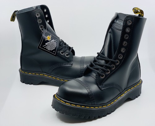 Dr Martens Doc Black Steel Toe Leather Boot Combat 10966 Men's 6 Women's 7  | eBay
